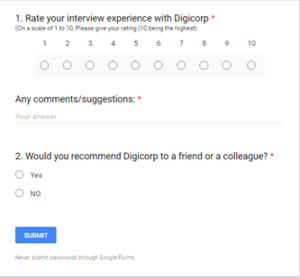 Digicorp Candidate Hiring Feedback 