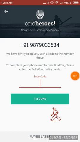 Waiting for an OTP in CricHeroes app